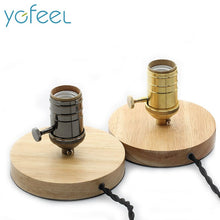 Load image into Gallery viewer, YGFEEL Vintage Solid Wood Table Lamps Industry Retro Pure Copper Lamp