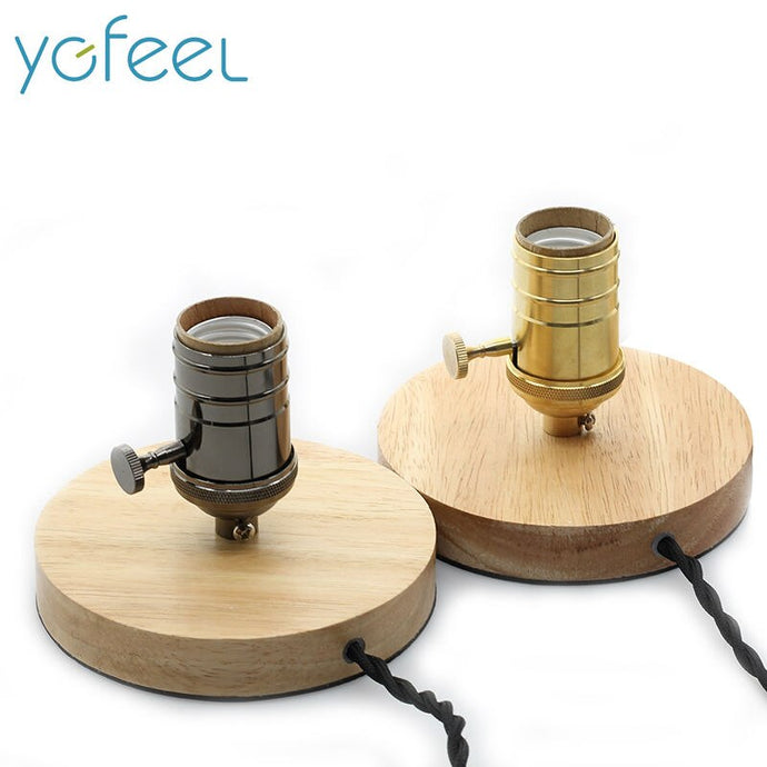 YGFEEL Vintage Solid Wood Table Lamps Industry Retro Pure Copper Lamp
