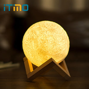 iTimo 12CM 15CM Rechargeable Moon Light Lamp 2 Color Change Touch Switch