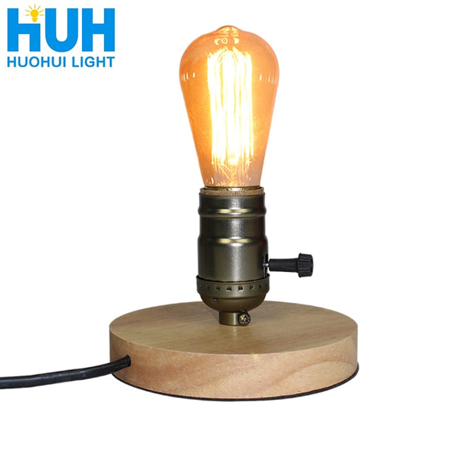 Wooden Aluminum Table Lamp  Retro 110V/220V Dimmable Night Light