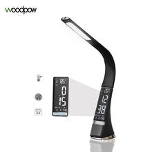 Load image into Gallery viewer, Woodpow Elegant Leather Texture Office LED Desk Lamp with LCD Display Alarm Clock/Calendar For Work Study