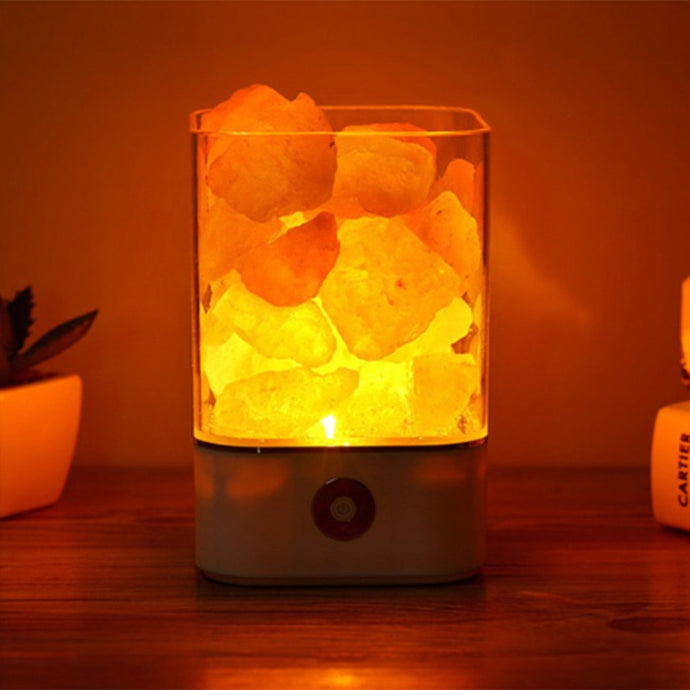 USB Crystal Light natural salt of the himalaya lamp led Lamp Air Purifier Mood Creator Interior warm light